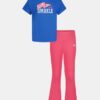 Glitter Logo & Side-Stripe Little Short Sleeve & Yoga Pants Set